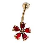 2917 - Red Crystal Flower Belly Ring - |Clear-162|