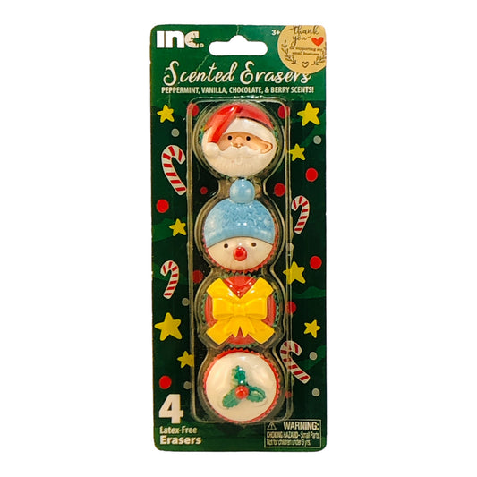 29199 - 1" Christmas Scented Erasers Pack of 4 |2-16|