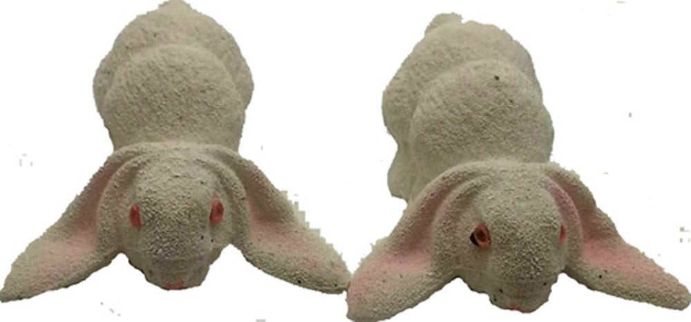 2949 - Two 4" White Patchwork Bunnies - |Z-59|