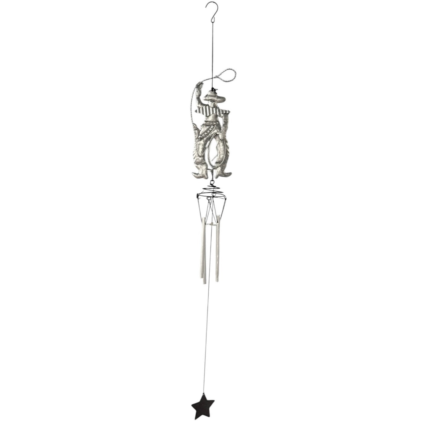 29751 - 32" Metal Texas Windchime w Silver Cowboy |G-7|