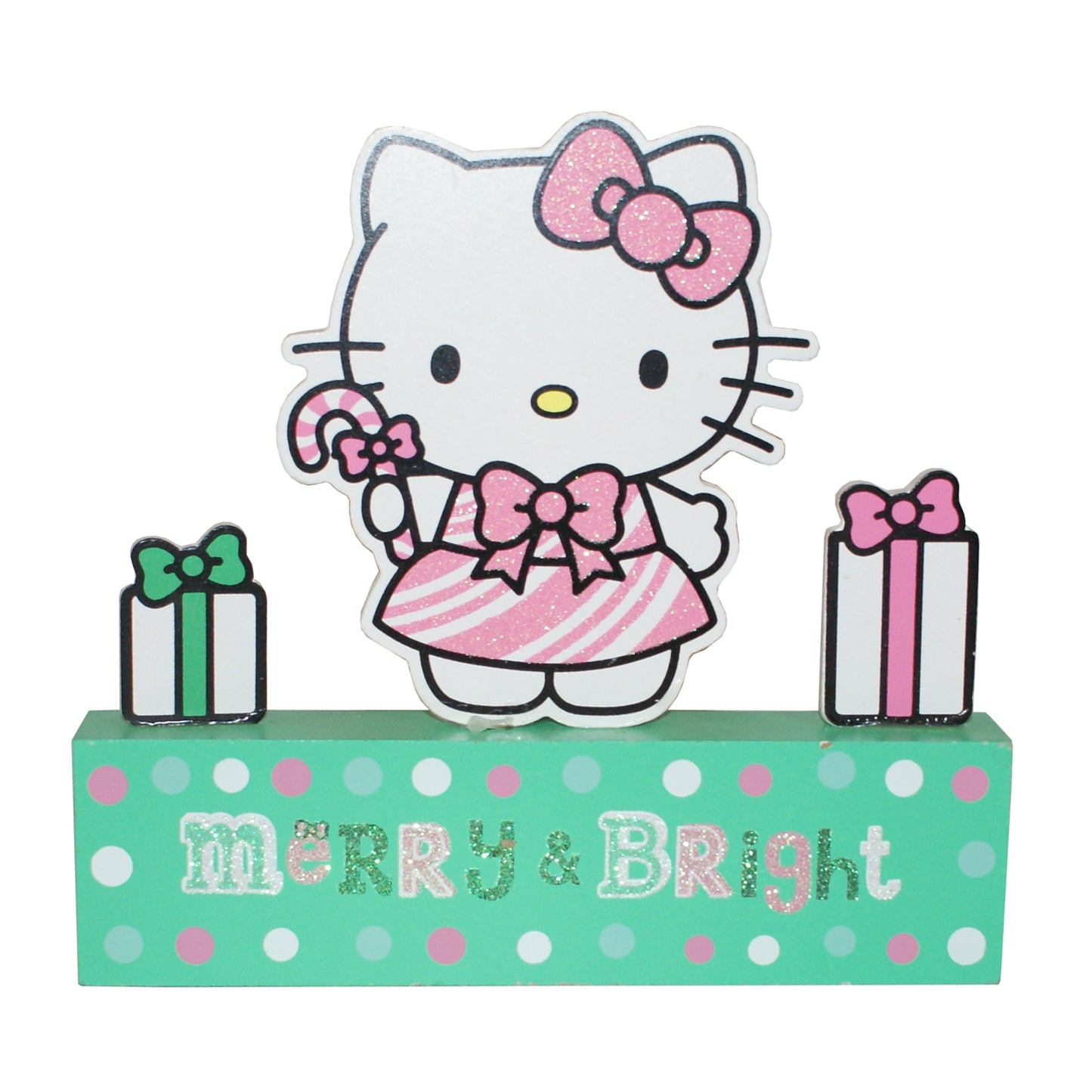 29889 - Hello Kitty 8" Wood Merry & Bright Sign |Pod 2-59|