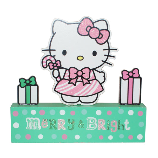 29889 - Hello Kitty 8" Wood Merry & Bright Sign |Pod 2-59|