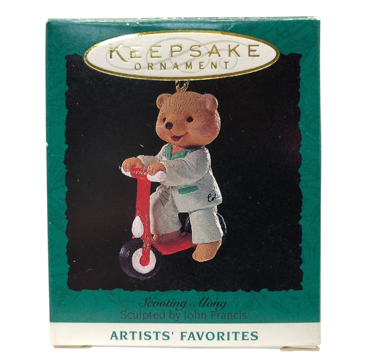 29963 - Set of 4 Teddy Bear Mini Ornament with Christmas Bell, Teddy Bear Style, Beary Perfect Tree, and Scooting Along