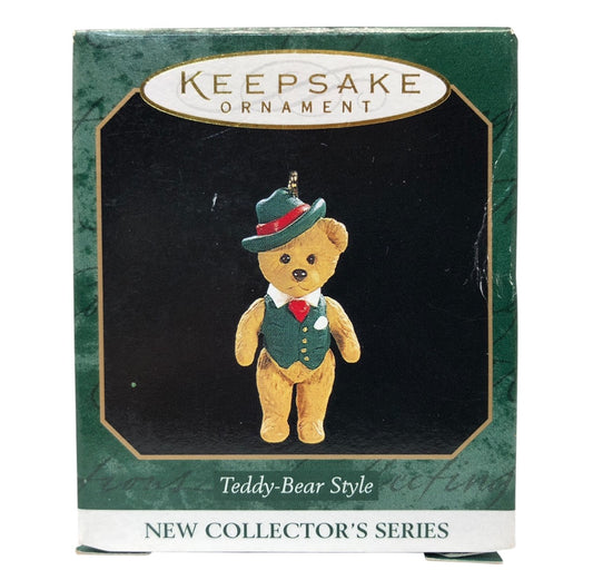 29963 - Set of 4 Teddy Bear Mini Ornament with Christmas Bell, Teddy Bear Style, Beary Perfect Tree, and Scooting Along