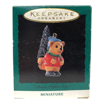 29963 - Set of 4 Teddy Bear Mini Ornament with Christmas Bell, Teddy Bear Style, Beary Perfect Tree, and Scooting Along