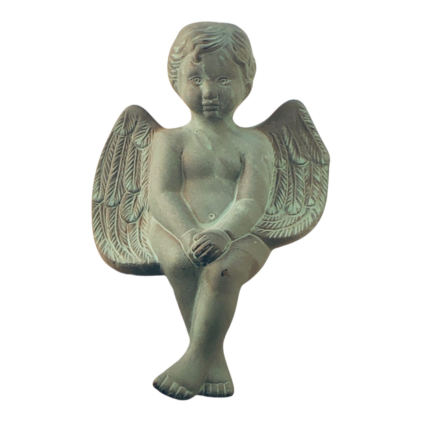 30232 - 8-Inch Exquisite Sitting Angel Statue with Antique Patina Finish for Home Decor |