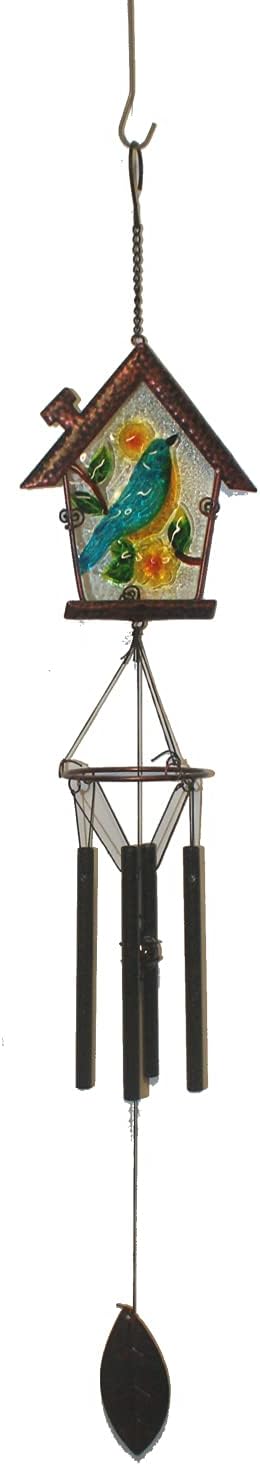 30246 - Glass Birdhouse Windchime |G-10| SENT FOR Prep