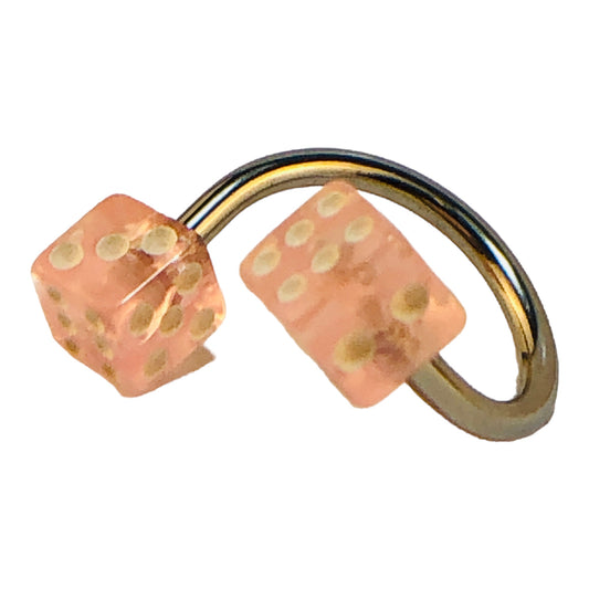 3026 - Pink Dice Loop Belly Ring - |Clear-65|