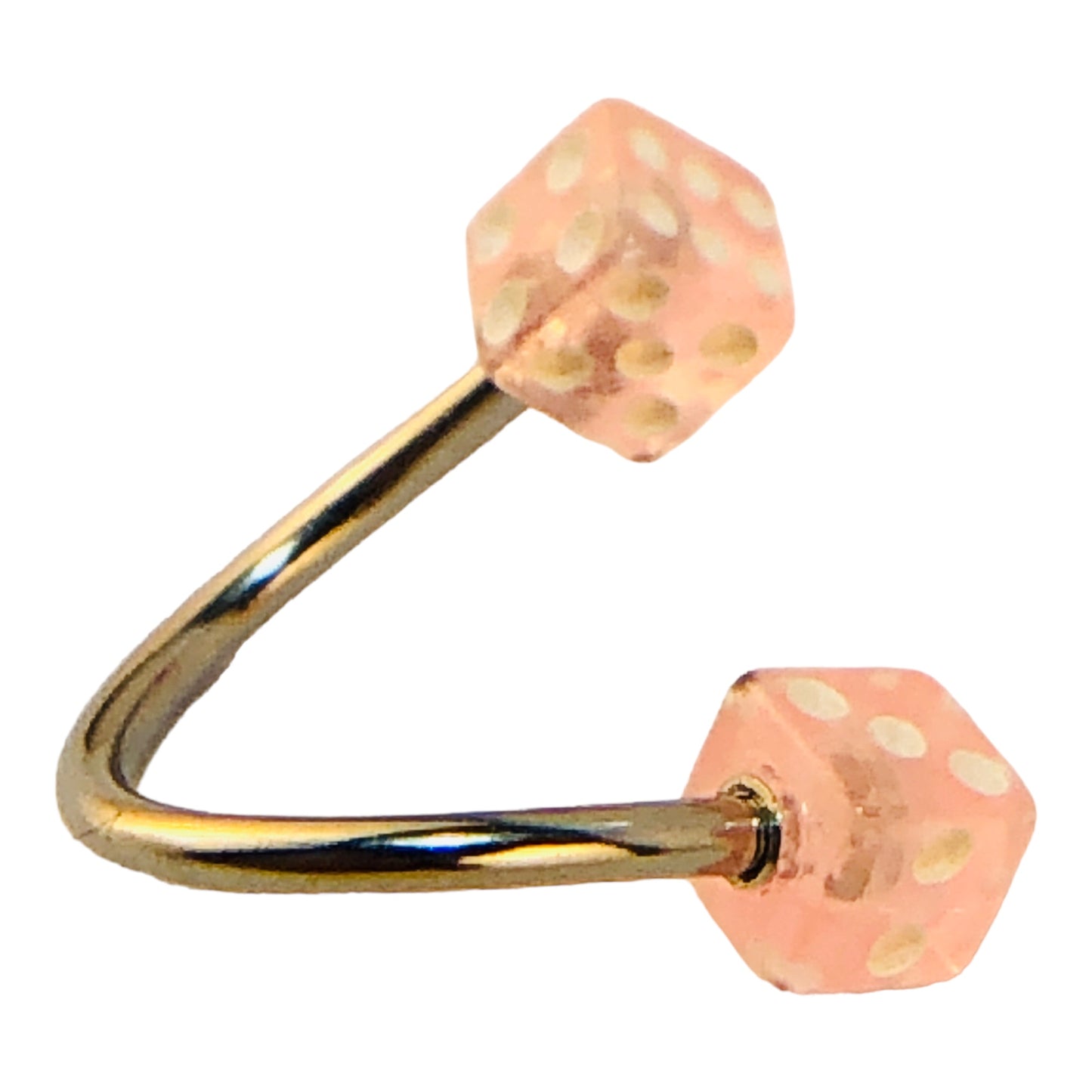 3026 - Pink Dice Loop Belly Ring - |Clear-65|