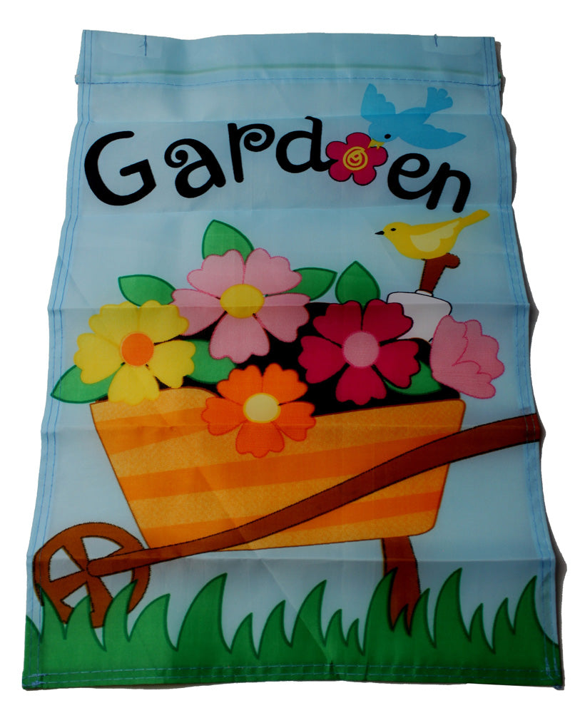 3042 - 12x18 Flag Cart w/Flowers - |H-33|
