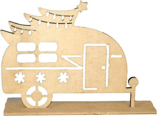 30654 - DIY Wood Camper w Tree - [W-50]