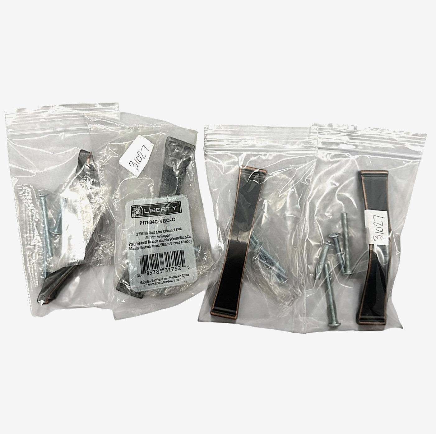 31027 - Set of Four 3"/96mm Dual Mint Channel Pulls for Drawers and Cabinet Doors |11-12|
