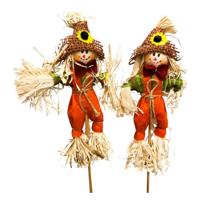 31113 - 2 Pack 14 Inch Orange Scarecrow On Stick |Pod 1-2|