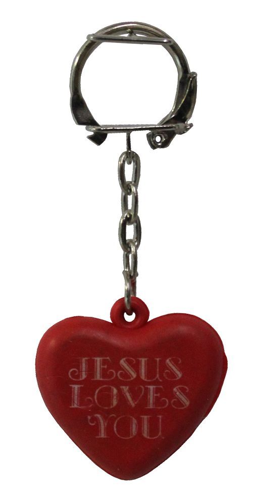 3133 - Set of 6 Red Heart Jesus Loves You Keychain  |15-34|