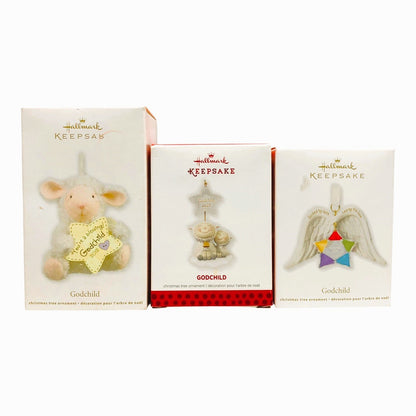 3138 - Set of 3 Hallmark Keepsake My Dearest Godchild Ornaments (Heartwarming Christmas Collection) |Pod 1-74|