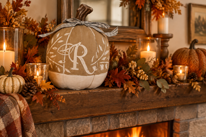 31427 -4" Ceramic Initial R Stone Pumpkin |Pod 2-14|