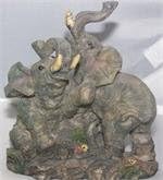 3151 - 4" 2 Grey Elephants - Playing - |Z-91|