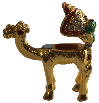 3163 - 1.5" Gold Camel - Green Gem - |Z-59|