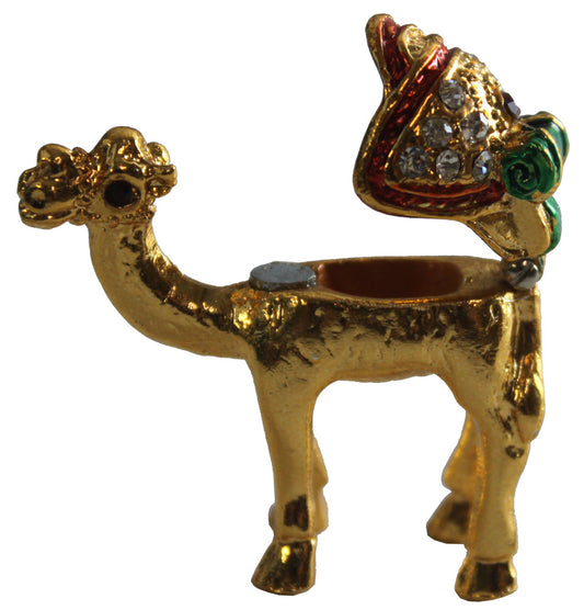 3163 - 1.5" Gold Camel - Green Gem - |Z-59|