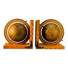 31774 - Stylish 7x7 Inch Wooden Globe Set Bookends for Home and Office Decor |CE|