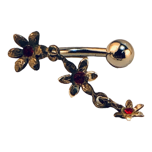 3178 - Triple Flowers Belly Ring - [Clear-56]