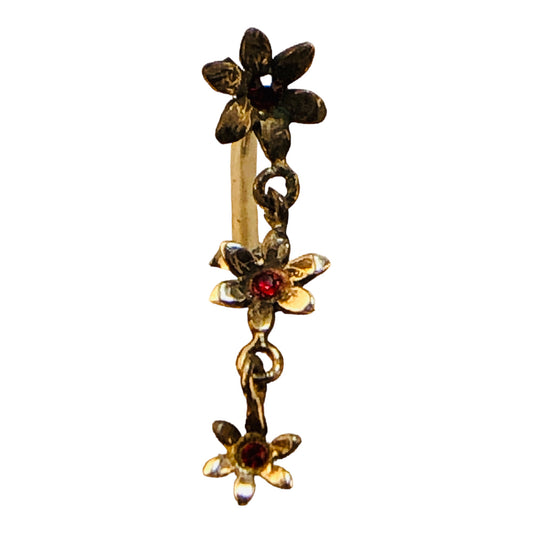 3178 - Triple Flowers Belly Ring - [Clear-56]