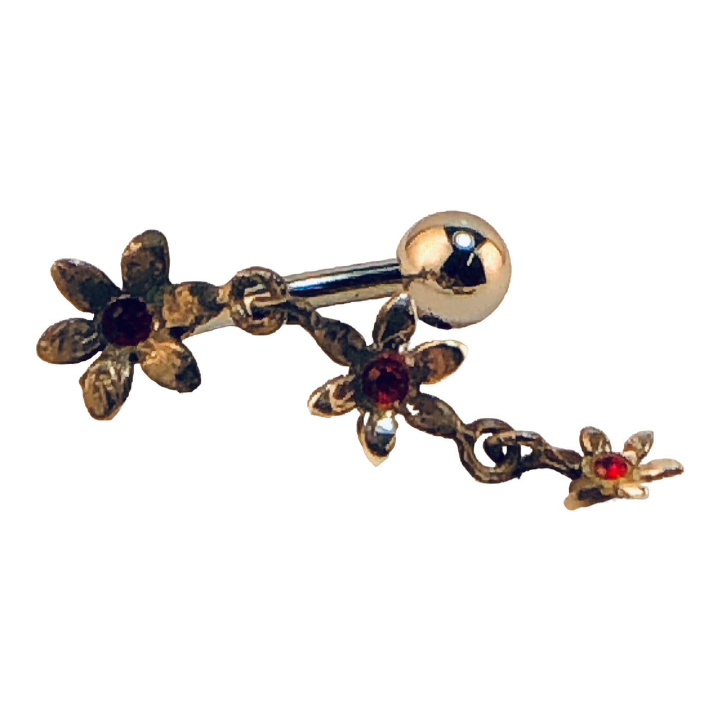 3178 - Triple Flowers Belly Ring - [Clear-56]