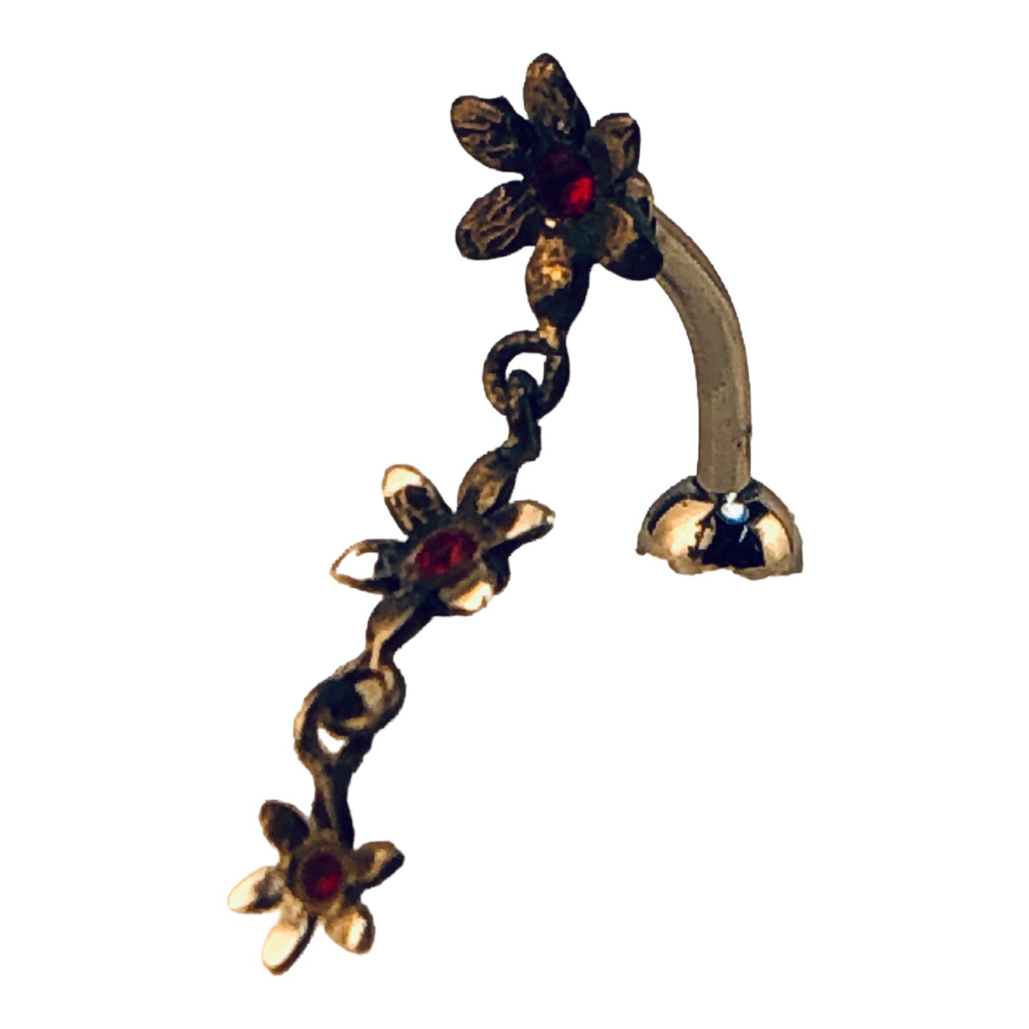 3178 - Triple Flowers Belly Ring - [Clear-56]