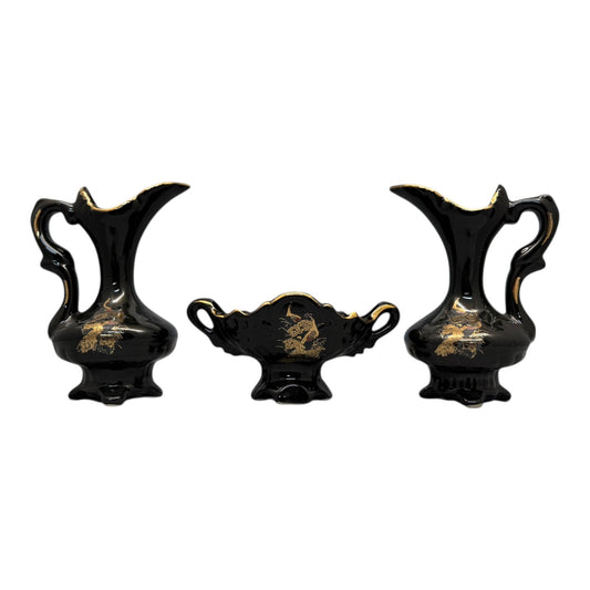 3191 - 8" 3pc Vase Set Black |22-1 | Pod 3-26|