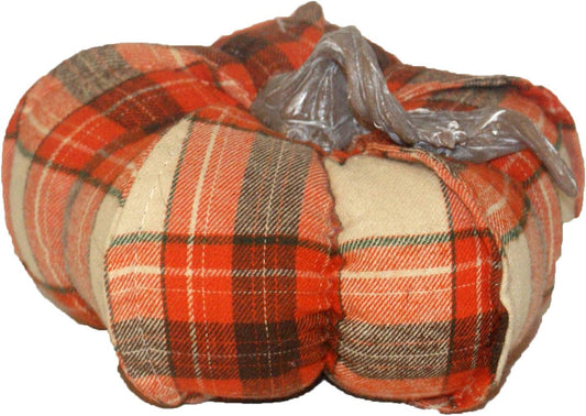 31963 - 6" Orange Plaid Pumpkin |Pod 1-13|