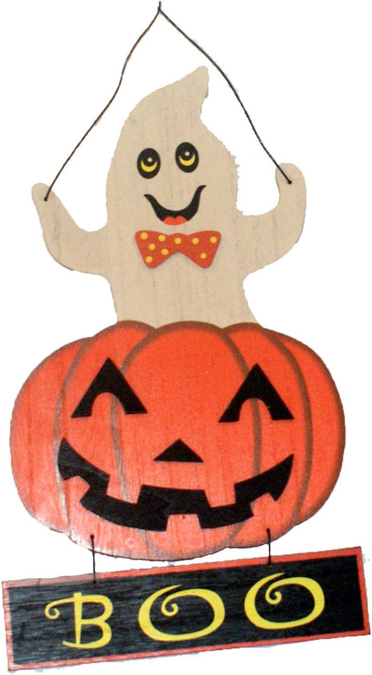 31968 - 13" Boo Ghost Pumpkin Sign - [Pod 1-23]