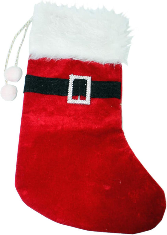 3199 - 16-Inch Red Christmas Stocking with Santa Belt Design for Holiday Decor |Pod 2-50|