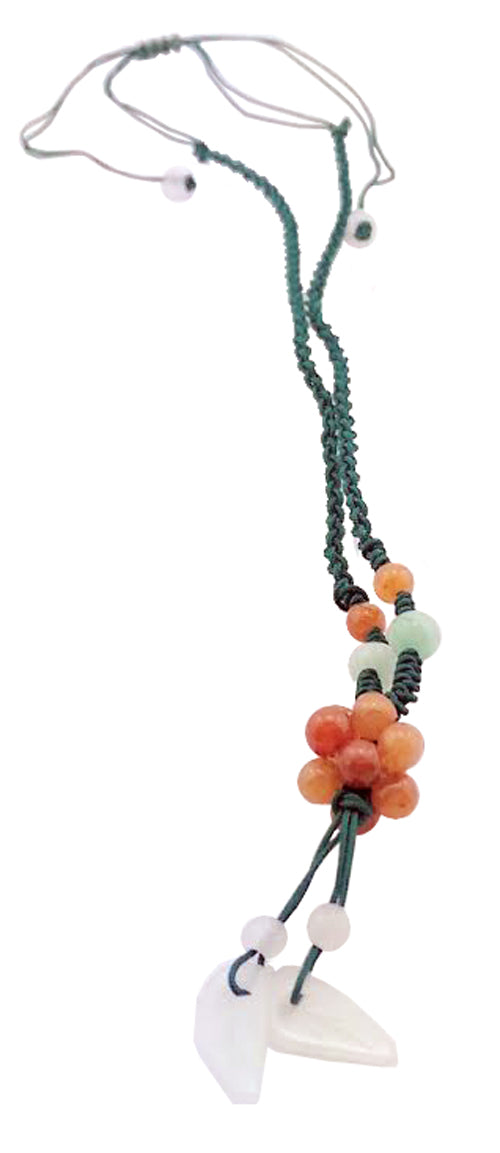 3208 - Red Jade Ball Cluster Necklace - |Clear-20|