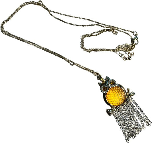 32136 - Owl Autumn Fall Necklace - [Clear-196]