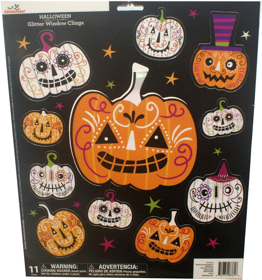 32166 - Glitter Pumpkin Halloween Cling - [9-6  WB-7]