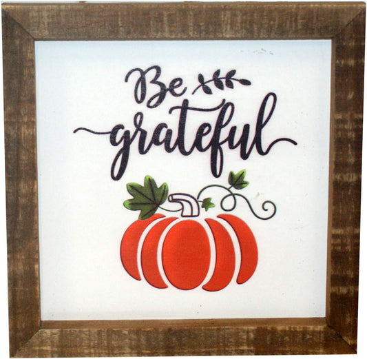 32317 - Be Grateful Wood & Aluminum Sign