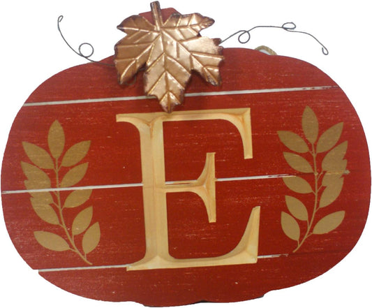 32355 - Large Wood Initial E Pumpkin - [Pod 2-63]