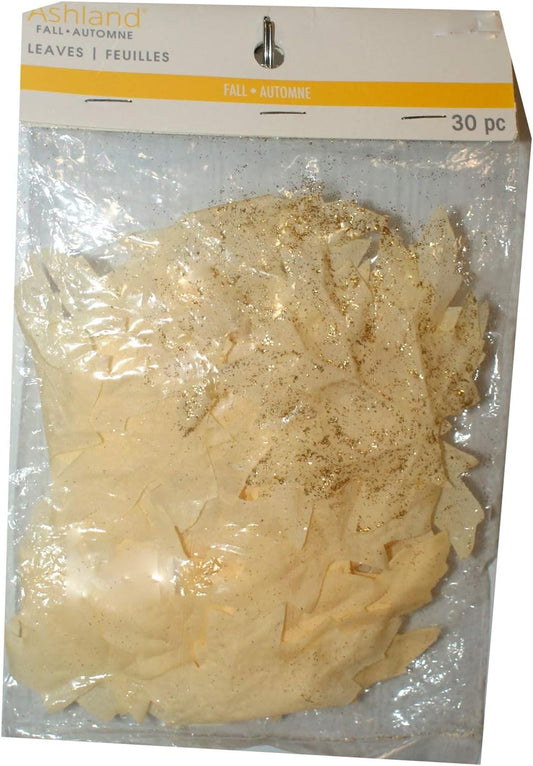 32380 - 30pc Fall Leaves Cream and Gold - [R-78]