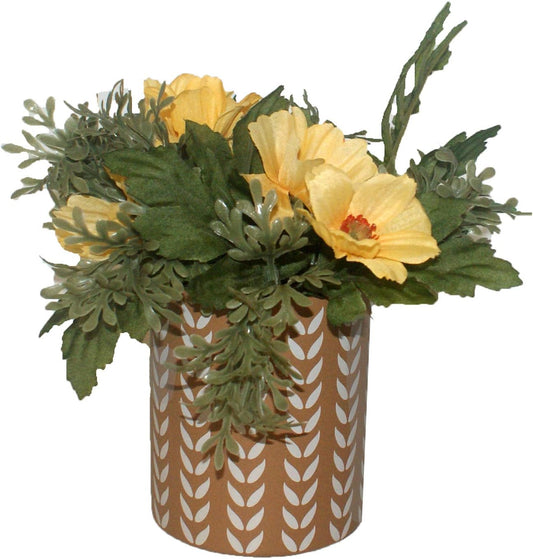 32437 - 7" Yellow Flowers - Round Pot - [17-19]