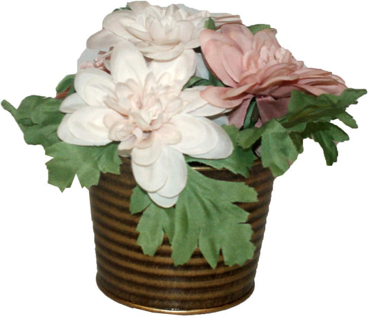 32439 - 5.5" Pink Flowers - Tin Can - [AA-8]