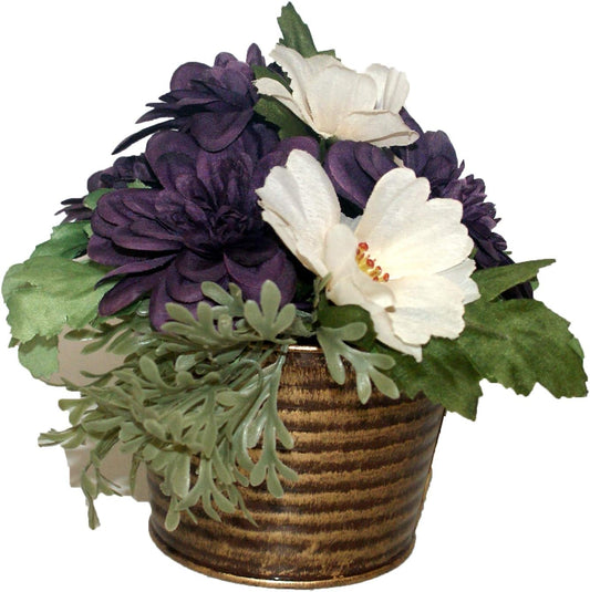32440 - 6" Purple & White Flower Tin - [15-24]