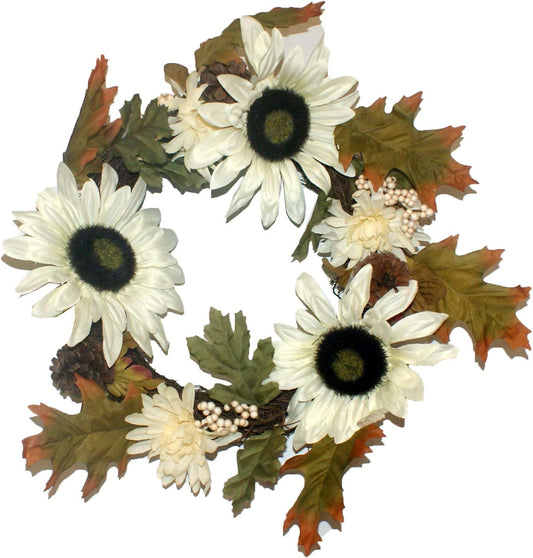 32551 - Fall White Flower Wreaths 11" - [BH-F]