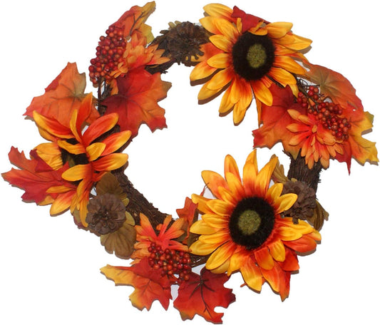 32552 - Fall Orange Sunflower Wreath 11" - [BH-F]