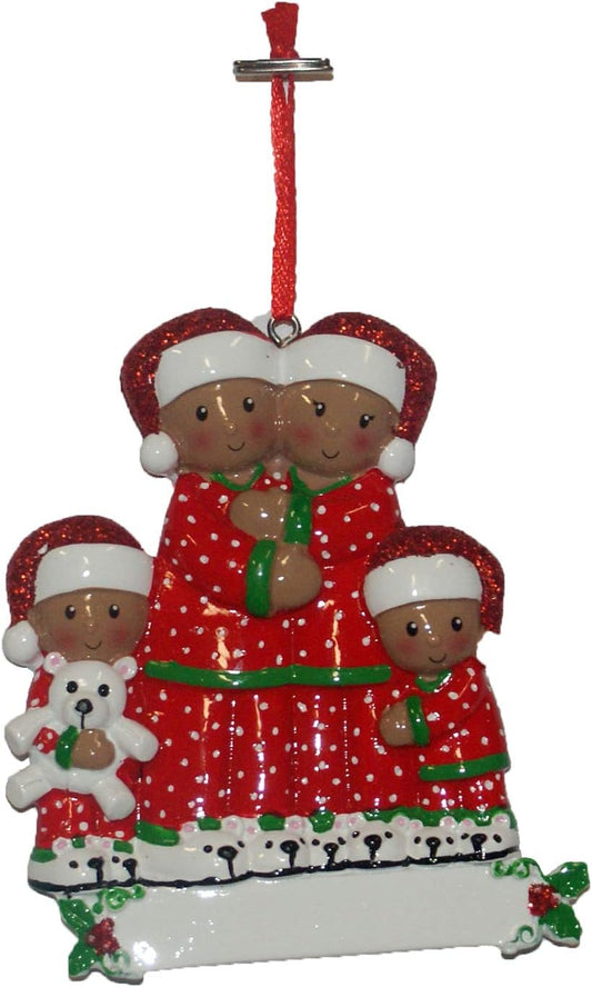 32586 - PJ's Black Family of 4 Ornament - [Pod 2-61]
