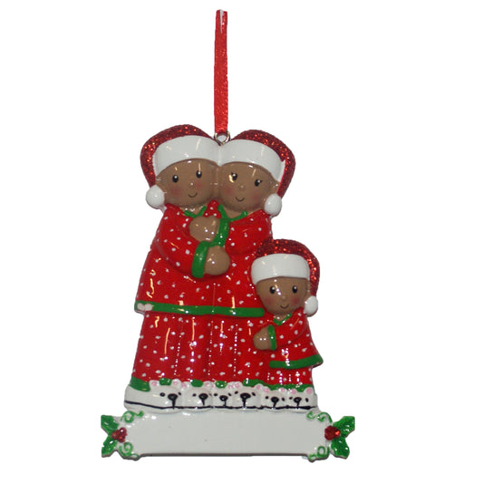 32587 - PJ's Black Family of 3 Ornament - [Pod 2-61]