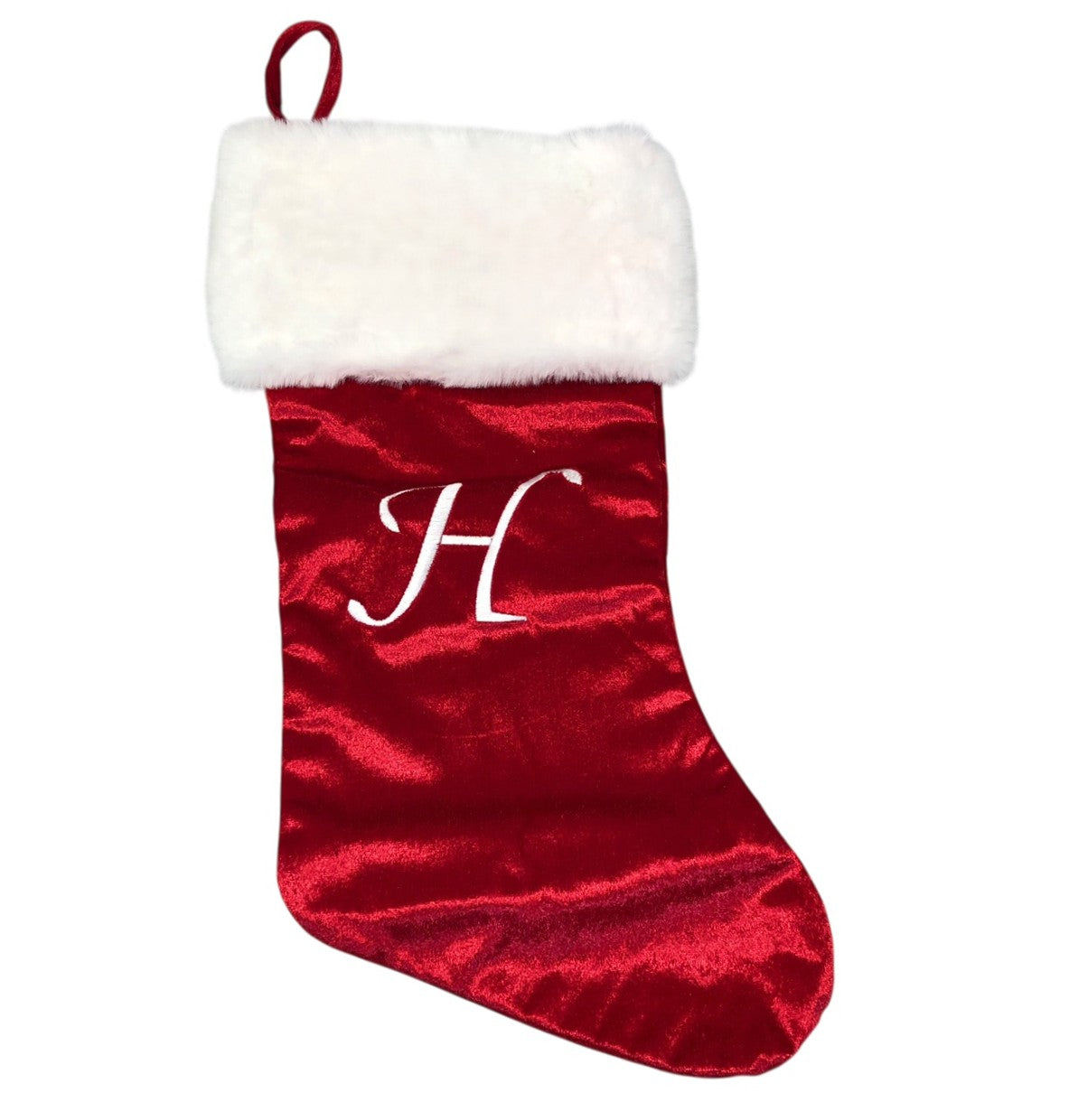 32922 - 20" Monogram PLUSH VELVET Initial “H” Christmas Stocking |Pod 2-50|