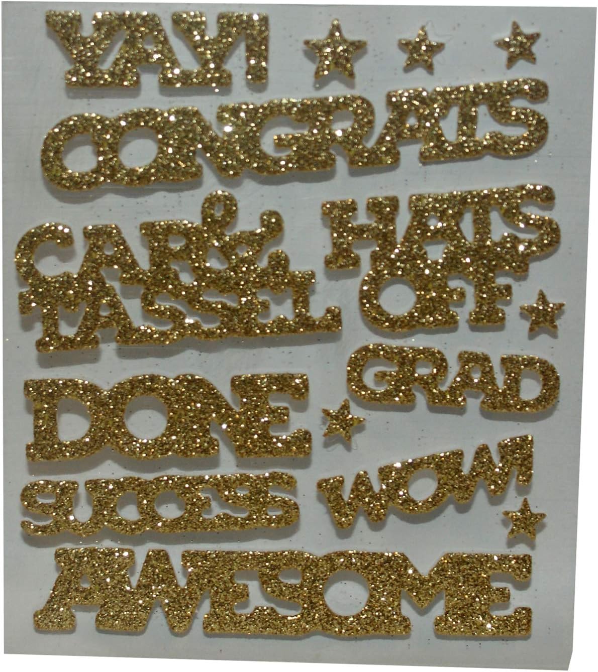 33132 - Gold Glitter Grad Stickers 15pc - [File 21]
