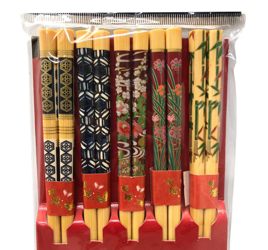 33239 - Set Of 5 Wooden Chopsticks For Dining |16-24|