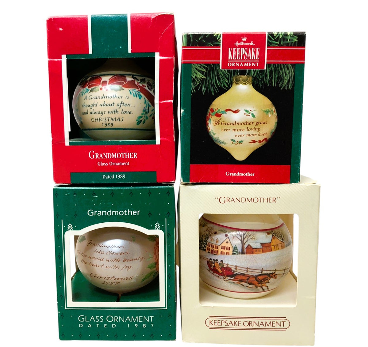 33282 - Elegantly Designed Set of 4 Grandmother Glass Ball Ornaments |TBD|