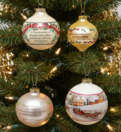 33282 - Elegantly Designed Set of 4 Grandmother Glass Ball Ornaments |TBD|